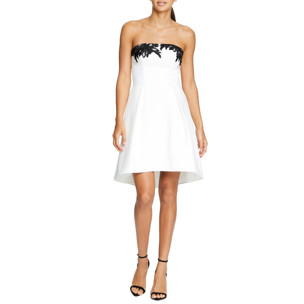 Halston Heritage Strapless Fit & Flare Lace Dress